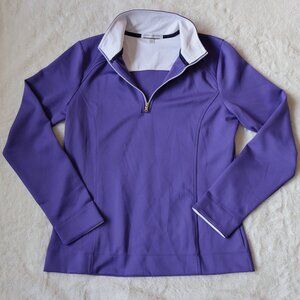 Fairway & Greene Sweater Womens Medium Purple 1/4 Zip Pullover Golf Casual